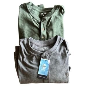 IZOD Saltwater Long Sleeve Henley Shirts – Bundle of 2 (M)
